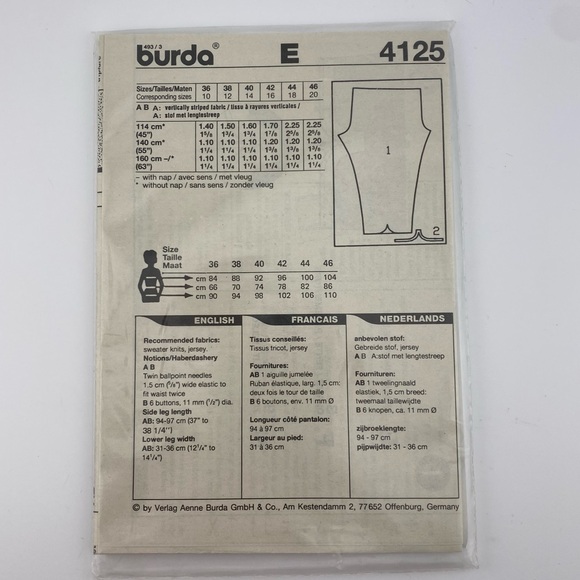 🧵 2 for 22$ 🧵 Burda Express Pants Sewing Pattern 4125 - Picture 2 of 3